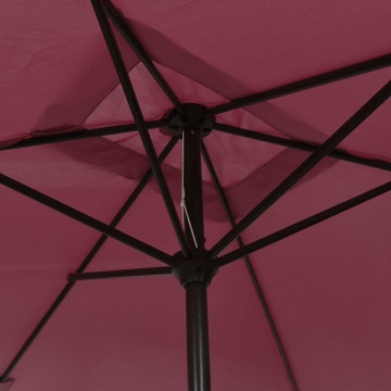 Umbrelă de soare exterior stâlp metalic, roșu bordo, 300x200 cm - Img 8