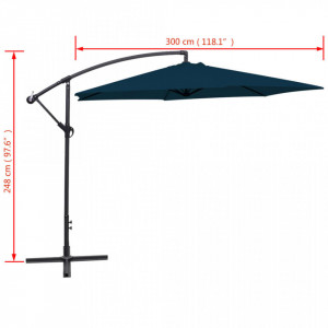 Umbrelă de soare suspendată, 3 m, albastru - Img 7