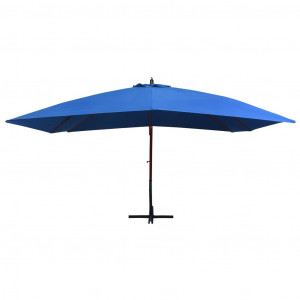 Umbrelă de soare suspendată, stâlp lemn, albastru, 400 x 300 cm - Img 3