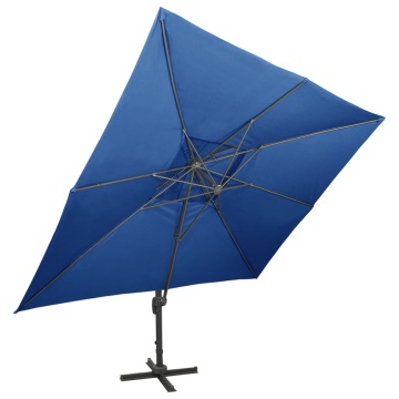 Umbrelă în consolă cu înveliș dublu, albastru azuriu 400x300 cm - Img 2