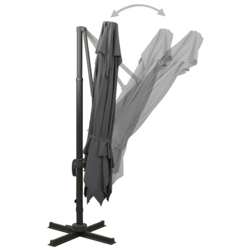 Umbrelă în consolă cu înveliș dublu, antracit, 300x300 cm - Img 4