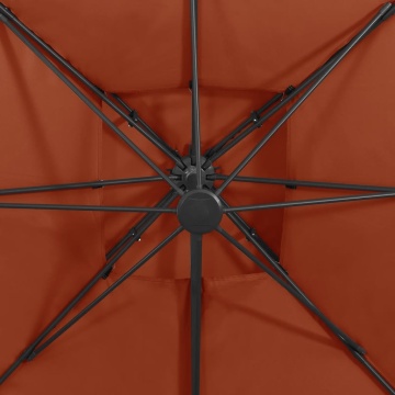 Umbrelă în consolă cu înveliș dublu, cărămiziu, 300x300 cm - Img 7