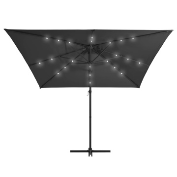 Umbrelă în consolă cu LED, stâlp din oțel, antracit, 250x250 cm - Img 3