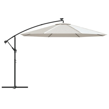 Umbrelă în consolă cu LED-uri și stâlp metalic, nisipiu, 350 cm - Img 4