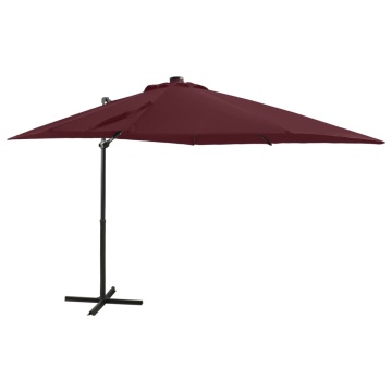 Umbrelă în consolă cu stâlp și LED-uri, roșu bordo, 250 cm - Img 1