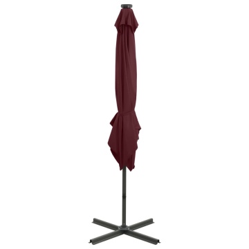Umbrelă în consolă cu stâlp și LED-uri, roșu bordo, 250 cm - Img 5