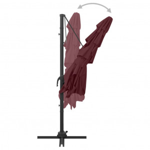 Umbrelă soare 4 niveluri stâlp aluminiu roșu bordo 250x250 cm - Img 6