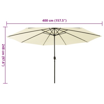 Umbrelă soare de grădină cu LED-uri, nisipiu, 400 cm - Img 6