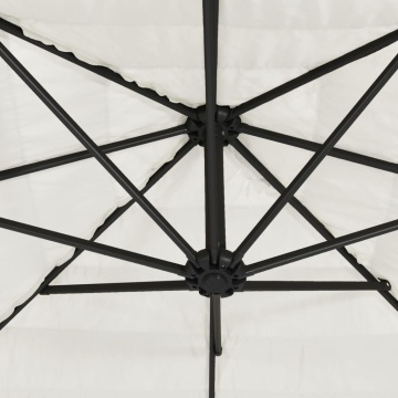 Umbrelă soare de grădină stâlp din oțel, alb 324x324x247 cm - Img 6