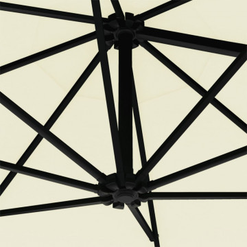 Umbrelă soare, montaj pe perete, stâlp metalic, 300 cm, nisipiu - Img 6