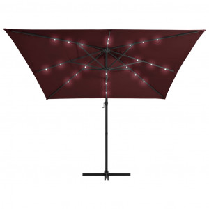 Umbrelă suspendată cu LED-uri, roșu bordo, 250x250 cm - Img 8