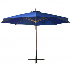 Umbrelă suspendată cu stâlp, albastru azur, 3,5x2,9 m lemn brad - Img 4