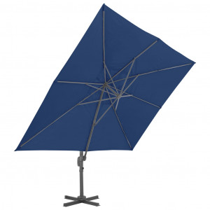 Umbrelă suspendată cu stâlp din aluminiu albastru azuriu 4x3 m - Img 4