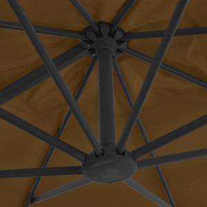 Umbrelă suspendată cu stâlp din aluminiu gri taupe 300x300 cm - Img 2