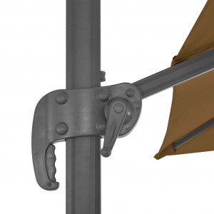 Umbrelă suspendată cu stâlp din aluminiu gri taupe 300x300 cm - Img 6