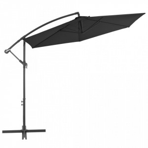 Umbrelă suspendată cu stâlp din aluminiu, negru, 300 cm - Img 2