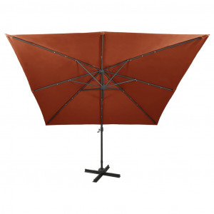 Umbrelă suspendată cu stâlp și LED-uri, cărămiziu, 300 cm - Img 4