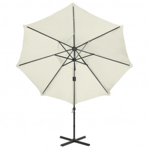 Umbrelă suspendată cu stâlp și LED-uri, nisipiu, 300 cm - Img 8