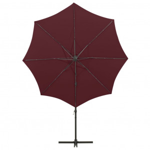 Umbrelă suspendată cu stâlp și LED-uri, roșu bordo, 300 cm - Img 6