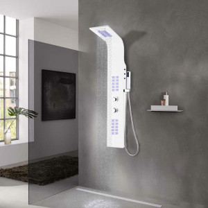 Unitate panou de duș, aluminiu, 20 x 44 x 130 cm, alb - Img 1