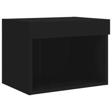 Unități de perete TV cu LED-uri, 7 piese, negru, lemn prelucrat - Img 7