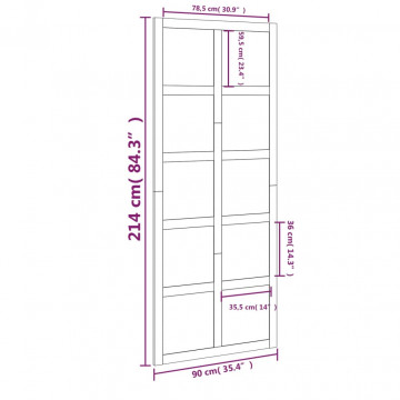 Ușă de hambar, alb, 90x1,8x214 cm, lemn masiv de pin - Img 6