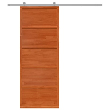 Ușă de hambar, maro ceruit, 80x208 cm, lemn masiv de pin - Img 3