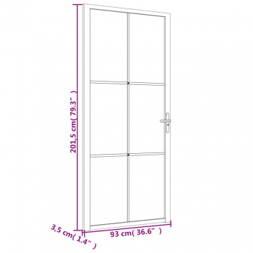 Ușă de interior, 93x201,5 cm, negru, sticlă ESG și aluminiu - Img 6
