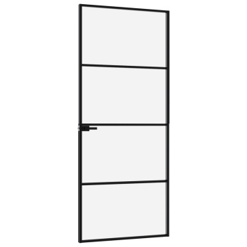 Ușă de interior negru 83x201,5 cm sticlă securiz./aluminiu slim - Img 4