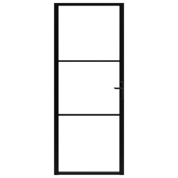 Ușă de interior, negru, 93x201,5 cm, sticlă ESG și aluminiu - Img 3