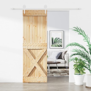 Ușă glisantă cu set de feronerie 70x210 cm, lemn masiv de pin - Img 1