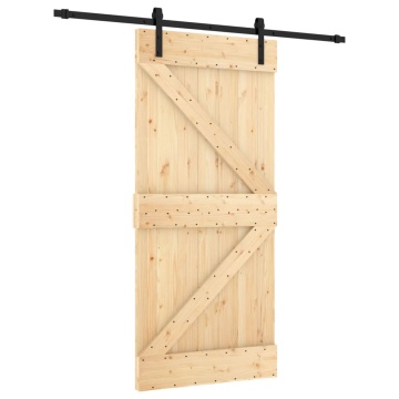 Ușă glisantă cu set de feronerie 95x210 cm, lemn masiv de pin - Img 2