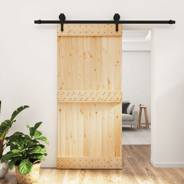 Ușă glisantă cu set de feronerie 95x210 cm, lemn masiv de pin - Img 1