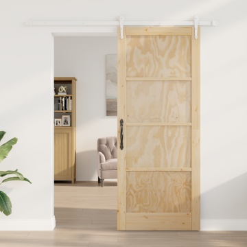 Ușă glisantă cu set de hardware 86x211 cm din lemn masiv de pin, Ușă interioară 'ORKDAL'86x211x4 cm din lemn masiv de pin - Img 3