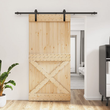 Ușă glisantă cu set feronerie, 100x210 cm, lemn masiv de pin - Img 1