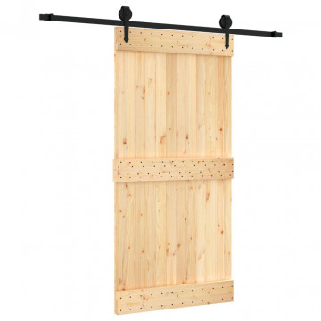 Ușă glisantă cu set feronerie, 100x210 cm, lemn masiv de pin - Img 2