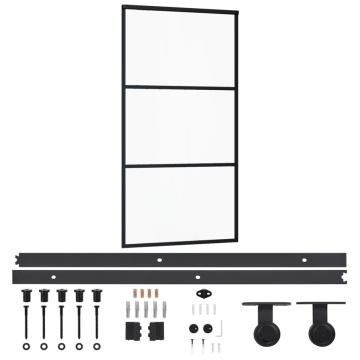 Ușă glisantă cu set feronerie, 102x205 cm, sticlă ESG/aluminiu - Img 2