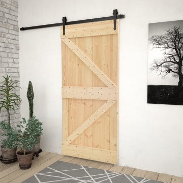 Ușă glisantă cu set feronerie, 80 x 210 cm, lemn masiv de pin - Img 1