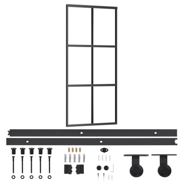 Ușă glisantă cu set feronerie, 90x205 cm, sticlă ESG/aluminiu - Img 2