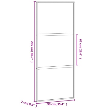 Ușă glisantă, negru, 90x205 cm, sticlă securizată și aluminiu - Img 7