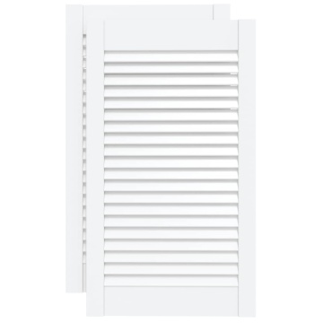 Uși dulap design lambriu 2 buc. alb 69x39,4 cm, lemn masiv pin - Img 2
