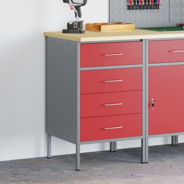 văduXl Cabinet de Lucru Roșu 50x55x85 cm Oțel - Img 3