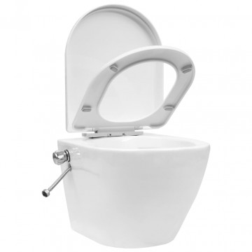 Vas de toaletă suspendat cu rezervor încastrat, alb, ceramică - Img 8