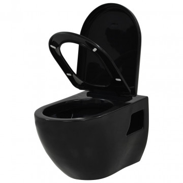 Vas de toaletă suspendat cu rezervor încastrat, negru, ceramică - Img 3