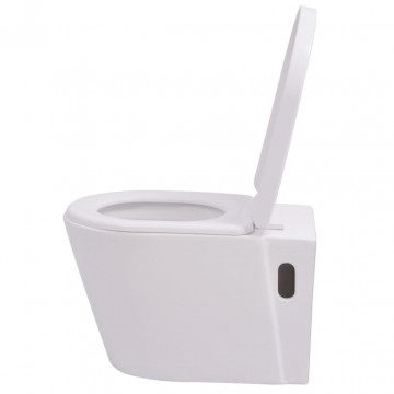 Vas toaletă suspendat cu rezervor încastrat, ceramică, alb - Img 4