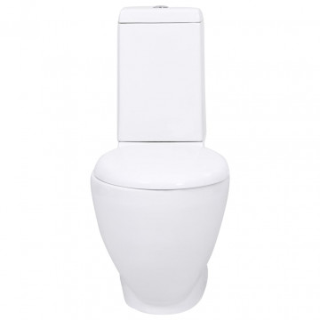 Vas WC toaletă de baie, alb, ceramică, rotund, flux inferior - Img 3