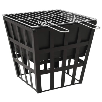 Vatră de foc 2-in-1 cu grătar, 34x34x48 cm, oțel - Img 2