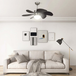 Ventilator de tavan cu iluminare, maro închis, 76 cm - Img 3