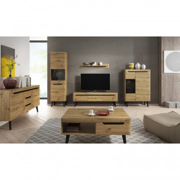 Vitrina artizanală din stejar Scandi SC08 90 cm 2D - Img 3