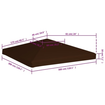 Acoperiș pentru pavilion, 3 x 3 m, maro, 310 g/m² - Img 6
